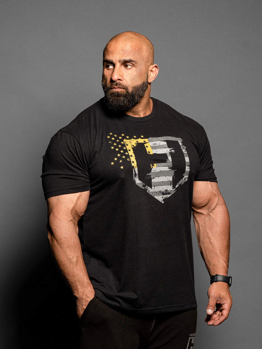 Hosstile Independence Bodybuilding T-Shirt - Model Bodybuilder Fouad Abiad