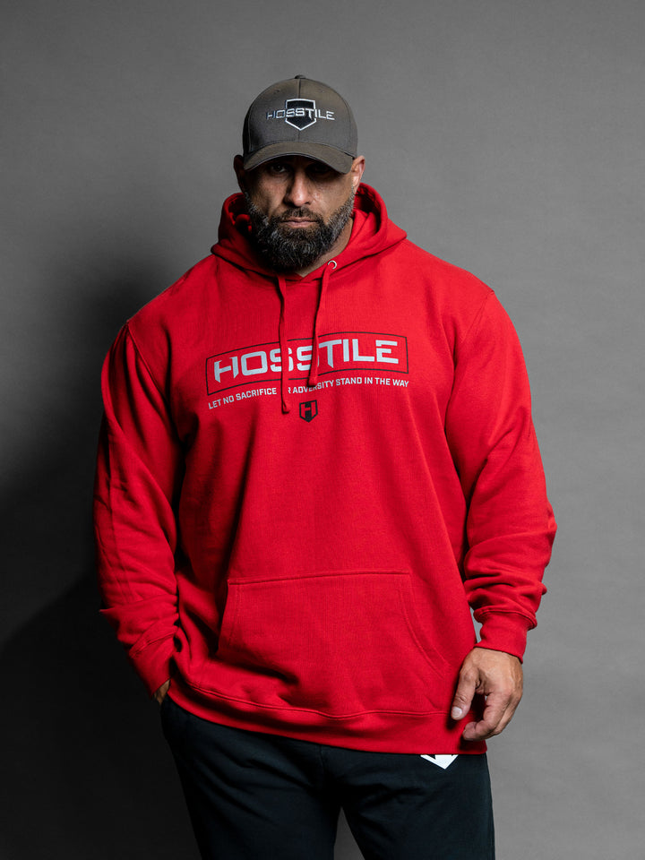 Signature Bodybuilding Workout Hoodie Red - Model Bodybuilder Fouad Abiad#color_red
